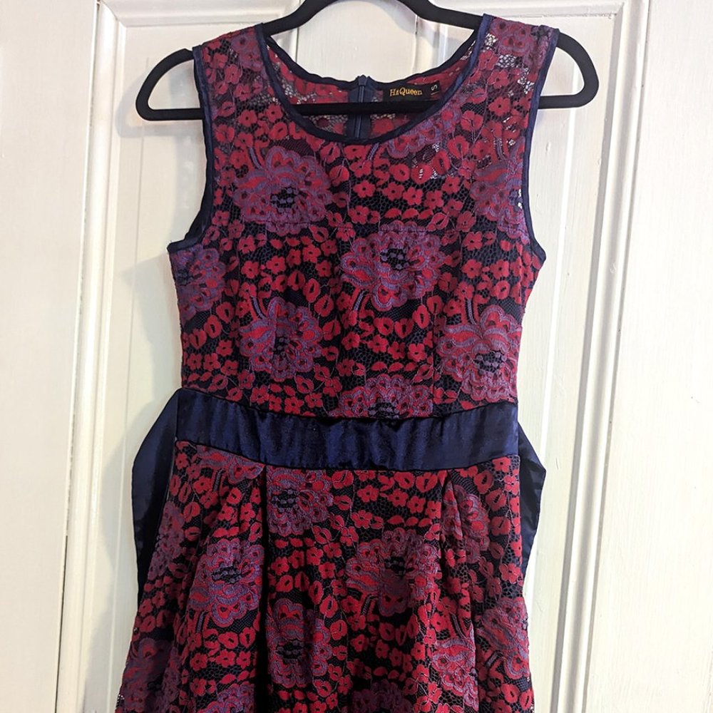 HiQueen Dress, Red/Blue, Small